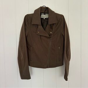 RVCA Brown Leather Moto Jacket